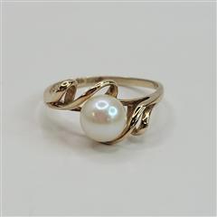 14K YELLOW GOLD SYNTHETIC PEARL RING S1.8G SIZE 7